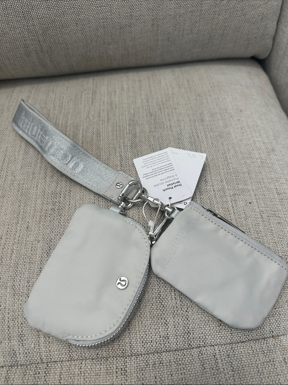 lululemon athletica Silver Men's Key & Card Pouch Set with Wrist Strap